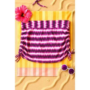 Athleta XL Swim Skirt – Ruched Tie-Dye Bikini Bottom – Purple Pink Drawstring